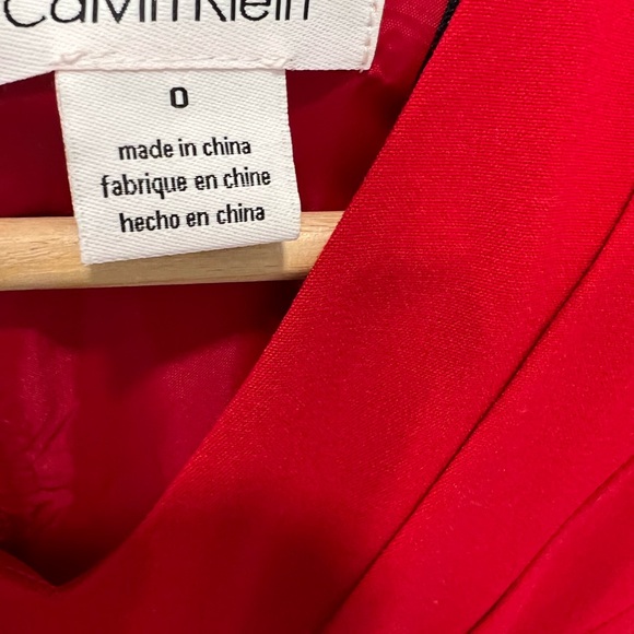 Calvin Klein Red A-Line Midi Dress with Cap Sleeves - Picture 6 of 6